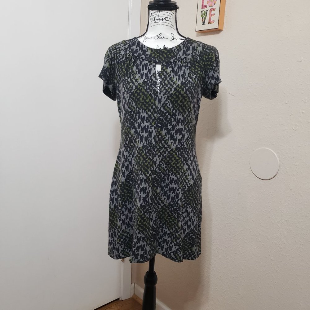 Green, Gray & Black Snake Print Mini Dress by Trina Turk Size 4